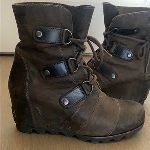 Dark Brown Distressed Leather Sorel Boots